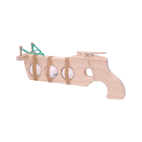 Amish Craft Wooden Ping Pong Ball Rubber Band Gun Toy – Handcrafted Toy Gun | Made in USA Amish Toy Box  Toy