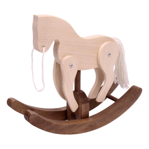 Amish Craft Wooden Rocking Clackity Horse Toy Walnut Finish Child Safe | Made in USA Amish Toy Box  Toy