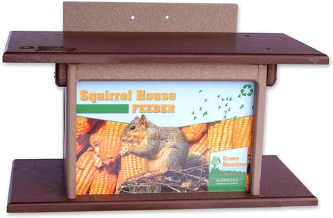 Amish Crafted Poly Lumber Squirrel Feeder – Eco-Friendly Wildlife Corn House | Made in USA Amish Toy Box  Squirrel Feeder