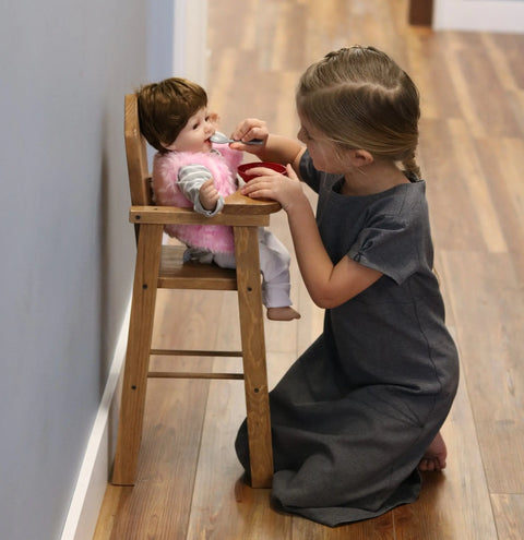 Amish Crafted Wooden Doll High Chair 8x10x23 Inch Solid Pine Toy – Rebekah's Collection | Made in USA Amish Toy Box  Doll Furniture