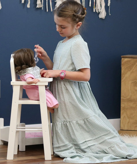 Amish Crafted Wooden Doll High Chair 8x10x23 Inch Solid Pine Toy – Rebekah's Collection | Made in USA Amish Toy Box  Doll Furniture