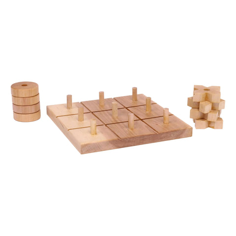 Amish Crafted Wooden Tic Tac Toe Game Set – 8 Inch Board with 8 X and O Pieces | Made in USA Amish Toy Box  Toy