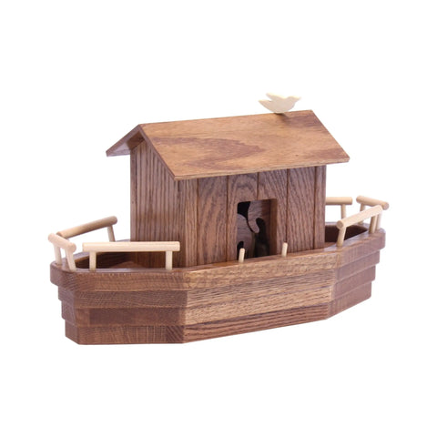 Amish Handcrafted Noah's Ark Wooden Playset With 13 Animal Figures – Removable Roof and Ramp | Made in USA Amish Toy Box  Wooden Toy