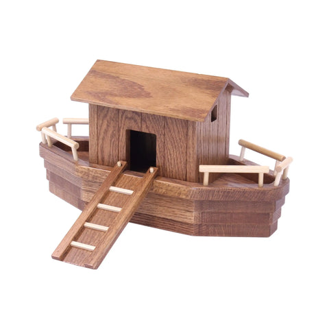 Amish Handcrafted Noah's Ark Wooden Playset With 13 Animal Figures – Removable Roof and Ramp | Made in USA Amish Toy Box  Wooden Toy
