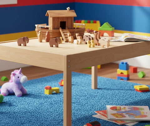 Amish Handcrafted Noah's Ark Wooden Playset With 13 Animal Figures – Removable Roof and Ramp | Made in USA Amish Toy Box  Wooden Toy