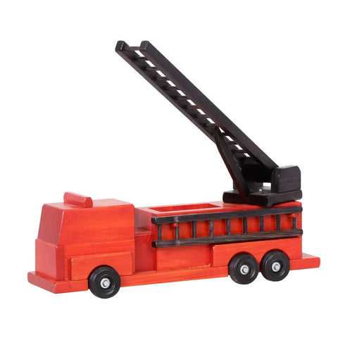 Amish Handcrafted Wooden Fire Truck Toy 20 Inch – Child-Safe Non-Toxic Finish | Made in USA Amish Toy Box  Toy