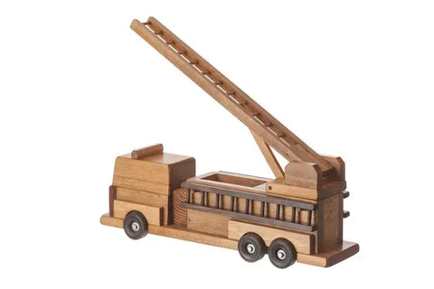 Amish Handcrafted Wooden Fire Truck Toy 20 Inch – Child-Safe Non-Toxic Finish | Made in USA Amish Toy Box  Toy
