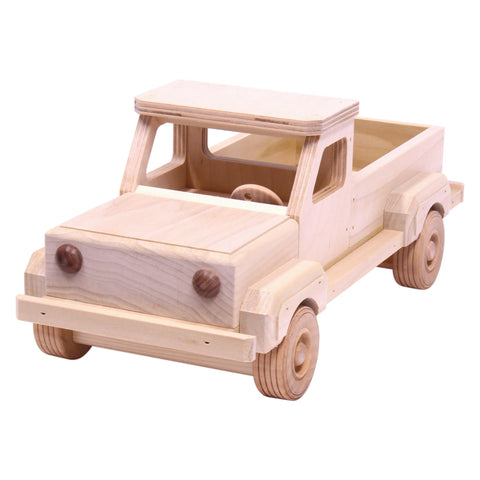 Amish Handcrafted Wooden Pickup Truck Toy With Dual Hitch 13 Inch Solid Wood Toy | Made in USA Amish Toy Box  Wooden Toys,Everything Farming