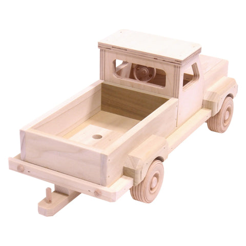 Amish Handcrafted Wooden Pickup Truck Toy With Dual Hitch 13 Inch Solid Wood Toy | Made in USA Amish Toy Box  Wooden Toys,Everything Farming