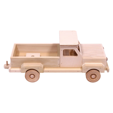 Amish Handcrafted Wooden Pickup Truck Toy With Dual Hitch 13 Inch Solid Wood Toy | Made in USA Amish Toy Box  Wooden Toys,Everything Farming