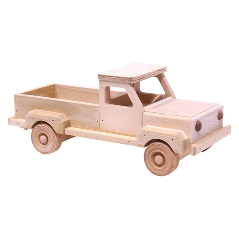 Amish Handcrafted Wooden Pickup Truck Toy With Dual Hitch 13 Inch Solid Wood Toy | Made in USA Amish Toy Box  Wooden Toys,Everything Farming