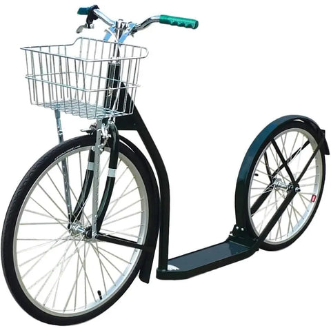 Amish Handmade Adult Kick Scooter 24 Inch Front Wheel 20 Inch Rear Wheel Steel Frame | Made in USA Amish Toy Box  Scooters and Wagons