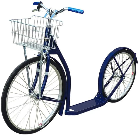 Amish Handmade Adult Kick Scooter 24 Inch Front Wheel 20 Inch Rear Wheel Steel Frame | Made in USA Amish Toy Box  Scooters and Wagons