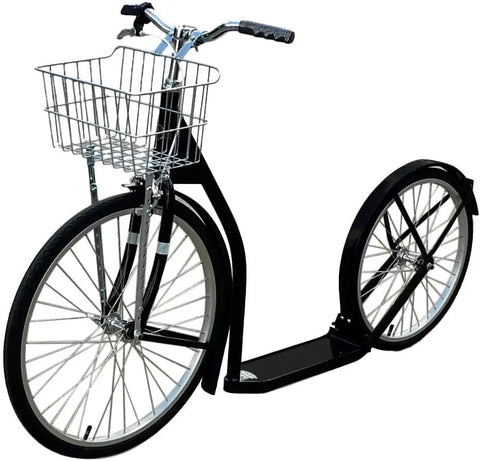 Amish Handmade Adult Kick Scooter 24 Inch Front Wheel 20 Inch Rear Wheel Steel Frame | Made in USA Amish Toy Box  Scooters and Wagons