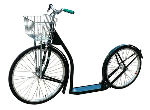 Amish Handmade Adult Kick Scooter 24 Inch Front Wheel 20 Inch Rear Wheel Steel Frame | Made in USA Amish Toy Box  Scooters and Wagons