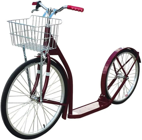 Amish Handmade Adult Kick Scooter 24 Inch Front Wheel 20 Inch Rear Wheel Steel Frame | Made in USA Amish Toy Box  Scooters and Wagons