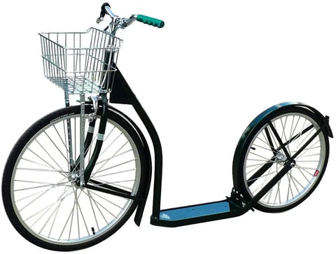 Amish Handmade Adult Kick Scooter 24 Inch Front Wheel 20 Inch Rear Wheel Steel Frame | Made in USA Amish Toy Box  Scooters and Wagons