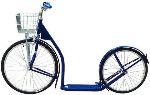 Amish Handmade Adult Kick Scooter 24 Inch Front Wheel 20 Inch Rear Wheel Steel Frame | Made in USA Amish Toy Box  Scooters and Wagons