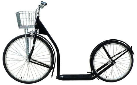 Amish Handmade Adult Kick Scooter 24 Inch Front Wheel 20 Inch Rear Wheel Steel Frame | Made in USA Amish Toy Box  Scooters and Wagons