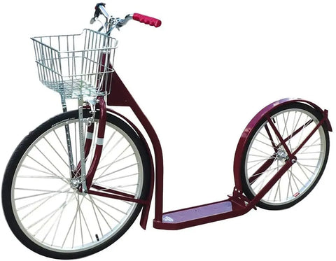 Amish Handmade Adult Kick Scooter 24 Inch Front Wheel 20 Inch Rear Wheel Steel Frame | Made in USA Amish Toy Box  Scooters and Wagons