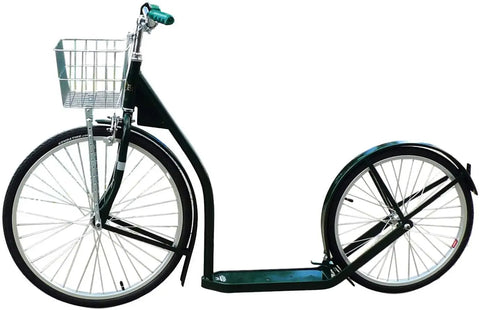 Amish Handmade Adult Kick Scooter 24 Inch Front Wheel 20 Inch Rear Wheel Steel Frame | Made in USA Amish Toy Box  Scooters and Wagons