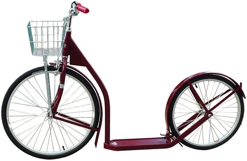 Amish Handmade Adult Kick Scooter 24 Inch Front Wheel 20 Inch Rear Wheel Steel Frame | Made in USA Amish Toy Box  Scooters and Wagons