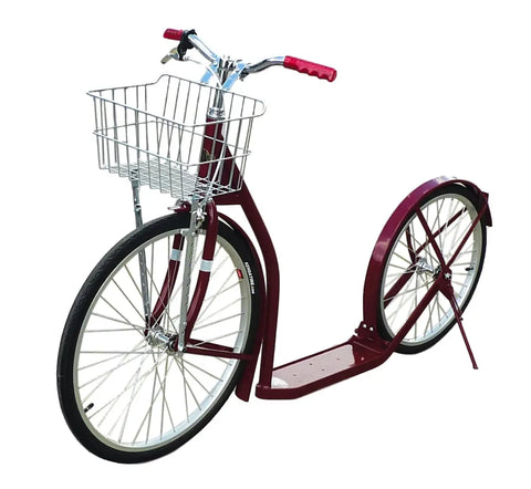 Amish Handmade Adult Kick Scooter 24 Inch Front Wheel 20 Inch Rear Wheel Steel Frame | Made in USA Amish Toy Box  Scooters and Wagons