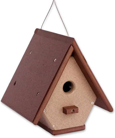 Amish Handmade Eco-Friendly Hanging Wren House 7.5x8x9 Inch – Durable Poly Lumber Birdhouse | Made in USA Amish Toy Box  Bird House