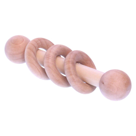 Amish Handmade Wooden 3-Ring Baby Rattle Toy – Natural Unfinished Hardwood 3-4 Inch | Made in USA Amish Toy Box  Toy