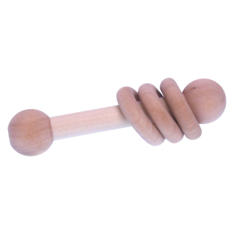 Amish Handmade Wooden 3-Ring Baby Rattle Toy – Natural Unfinished Hardwood 3-4 Inch | Made in USA Amish Toy Box  Toy