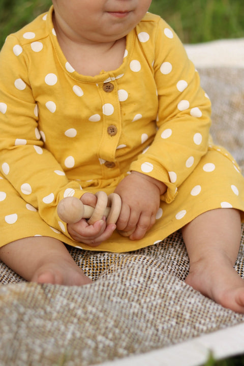 Amish Handmade Wooden 3-Ring Baby Rattle Toy – Natural Unfinished Hardwood 3-4 Inch | Made in USA Amish Toy Box  Toy