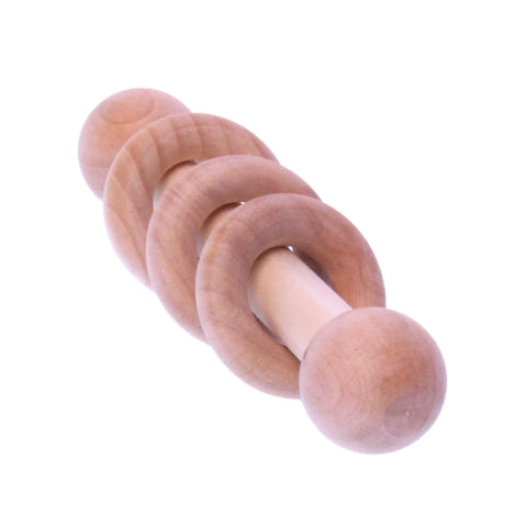 Amish Handmade Wooden 3-Ring Baby Rattle Toy – Natural Unfinished Hardwood 3-4 Inch | Made in USA Amish Toy Box  Toy