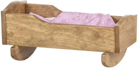 Amish Handmade Wooden Doll Cradle 21 Inch – Rebekah’s Collection with Floral Bedding | Made in USA Amish Toy Box  Doll Furniture