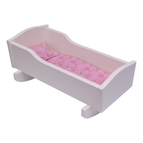 Amish Handmade Wooden Doll Cradle 21 Inch – Rebekah’s Collection with Floral Bedding | Made in USA Amish Toy Box  Doll Furniture