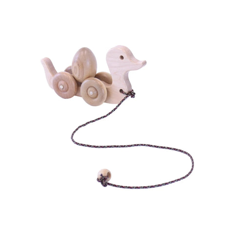 Amish Handmade Wooden Duck Pull Toy for Toddlers – Rotating Egg and Rolling Wheels | Made in USA Amish Toy Box  Toy