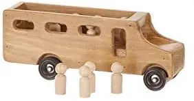 Amish Handmade Wooden School Bus Toy 9.5 Inch with Rolling Wheels – Non-Toxic Finish | Made in USA Amish Toy Box  Wooden Toys,Trains, Trucks and Things