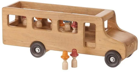 Amish Handmade Wooden School Bus Toy 9.5 Inch with Rolling Wheels – Non-Toxic Finish | Made in USA Amish Toy Box  Wooden Toys,Trains, Trucks and Things