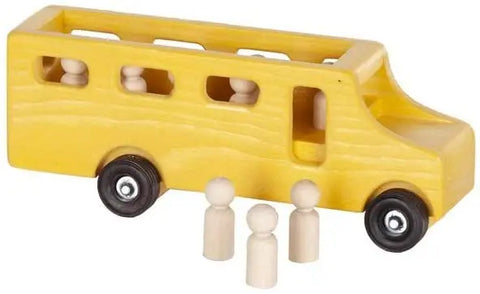 Amish Handmade Wooden School Bus Toy 9.5 Inch with Rolling Wheels – Non-Toxic Finish | Made in USA Amish Toy Box  Wooden Toys,Trains, Trucks and Things