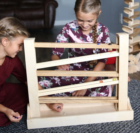 Amish Heirloom Wooden Marble Roller Toy – Classic Action Playset – Child Safe Finish | Handcrafted in USA Amish Toy Box  Marble and Ball Rollers