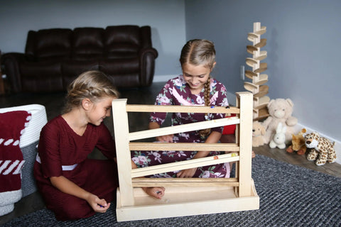 Amish Heirloom Wooden Marble Roller Toy – Classic Action Playset – Child Safe Finish | Handcrafted in USA Amish Toy Box  Marble and Ball Rollers