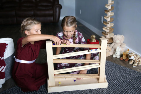 Amish Heirloom Wooden Marble Roller Toy – Classic Action Playset – Child Safe Finish | Handcrafted in USA Amish Toy Box  Marble and Ball Rollers
