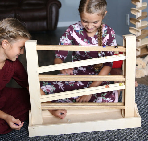 Amish Heirloom Wooden Marble Roller Toy – Classic Action Playset – Child Safe Finish | Handcrafted in USA Amish Toy Box  Marble and Ball Rollers