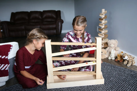 Amish Heirloom Wooden Marble Roller Toy – Classic Action Playset – Child Safe Finish | Handcrafted in USA Amish Toy Box  Marble and Ball Rollers
