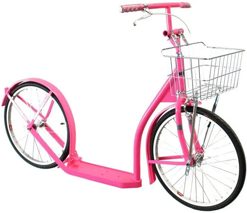 Amish-Made Deluxe Kick Scooter with Cargo Basket – Youth/Adult Size | Lancaster PA Craftsmanship Made in USA Amish Toy Box  Sports