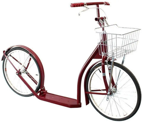 Amish-Made Deluxe Kick Scooter with Cargo Basket – Youth/Adult Size | Lancaster PA Craftsmanship Made in USA Amish Toy Box  Sports