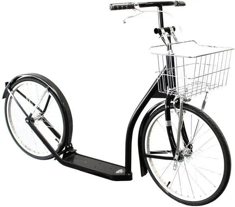 Amish-Made Deluxe Kick Scooter with Cargo Basket – Youth/Adult Size | Lancaster PA Craftsmanship Made in USA Amish Toy Box  Sports