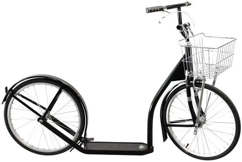 Amish-Made Deluxe Kick Scooter with Cargo Basket – Youth/Adult Size | Lancaster PA Craftsmanship Made in USA Amish Toy Box  Sports