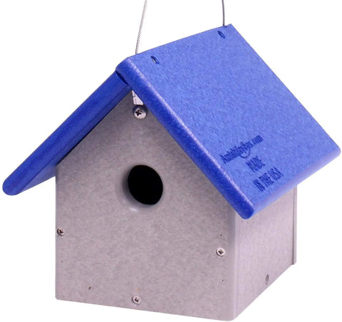 Amish-Made Eco-Friendly Birdhouse for Chickadees and Wrens 8 Inch Poly Lumber Nest Box | Made in USA Amish Toy Box  Bird House