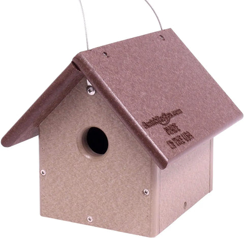 Amish-Made Eco-Friendly Birdhouse for Chickadees and Wrens 8 Inch Poly Lumber Nest Box | Made in USA Amish Toy Box  Bird House
