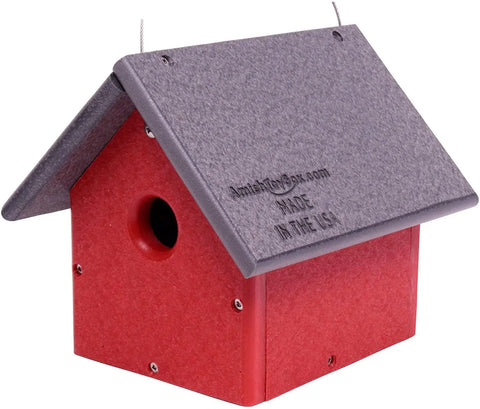 Amish-Made Eco-Friendly Birdhouse for Chickadees and Wrens 8 Inch Poly Lumber Nest Box | Made in USA Amish Toy Box  Bird House